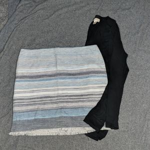 LOFT blue and gray heavy knit skirt